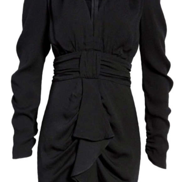 Afrm × REVOLVE avalon puff sleeve deep v-neck mini dress cocktail black NEW - Picture 9 of 13